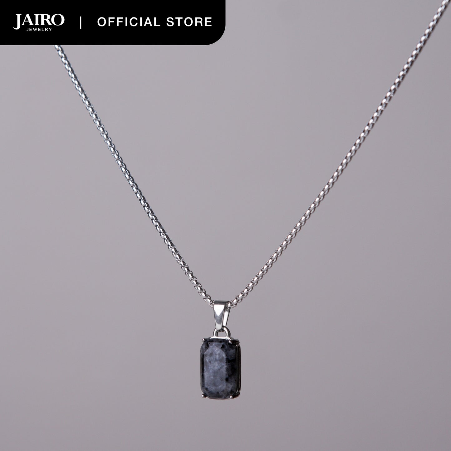 JAIRO Malko Black Labradorite Necklace in Silver