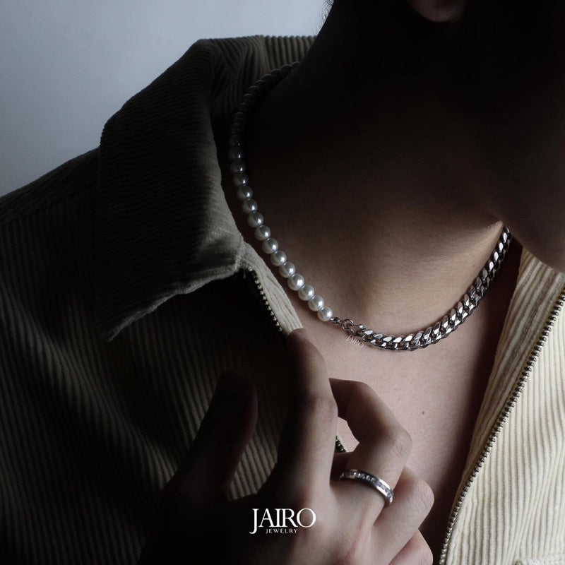 JAIRO Rocco Pearl Link Choker in Silver