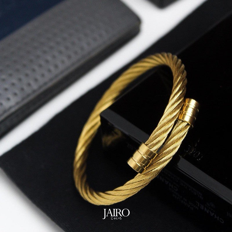 JAIRO Cortez Cable Cuff Bangle in Gold