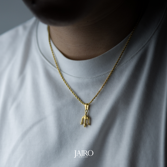 JAIRO Poseidon Trident Necklace in Gold