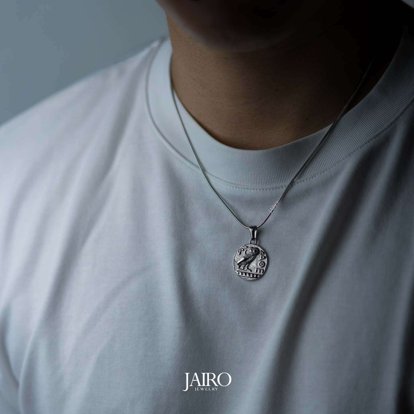 JAIRO Oskar Greek Owl Necklace in Silver