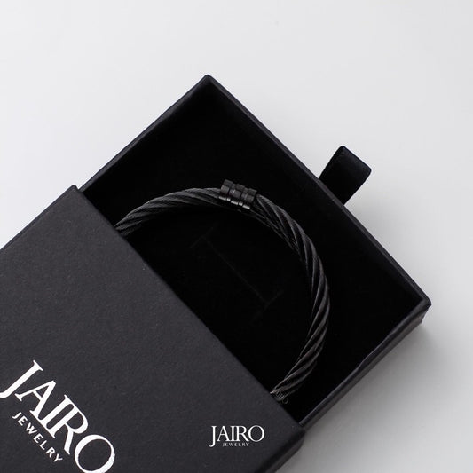 JAIRO Cortez Cable Cuff Bangle in Titanium Black