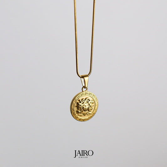 JAIRO Medusa Gypsy Head Necklace in Gold