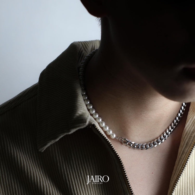 JAIRO Rocco Pearl Link Choker in Silver