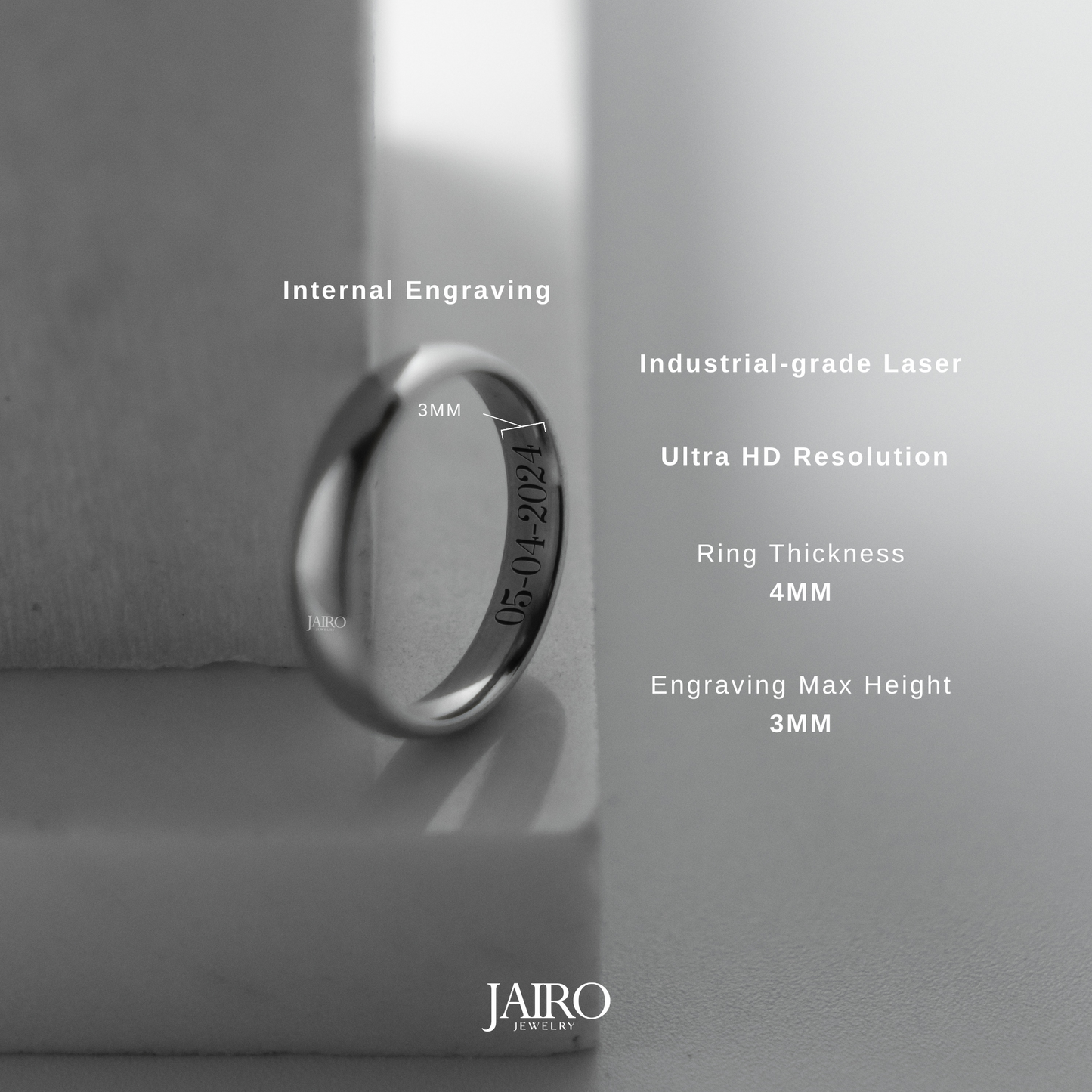 JAIRO Engraved Classic Ring in Silver