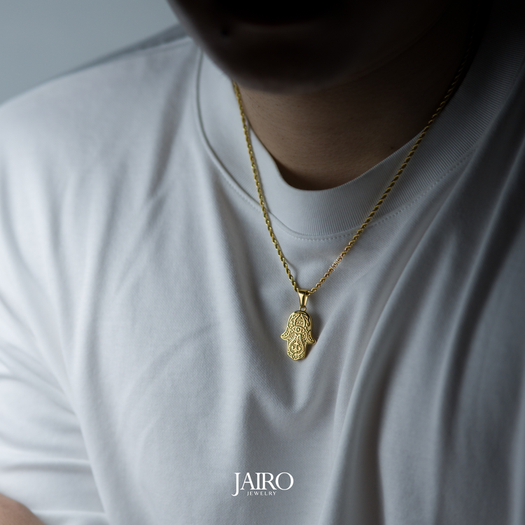 JAIRO Roman Hamsa Hand Necklace in Gold