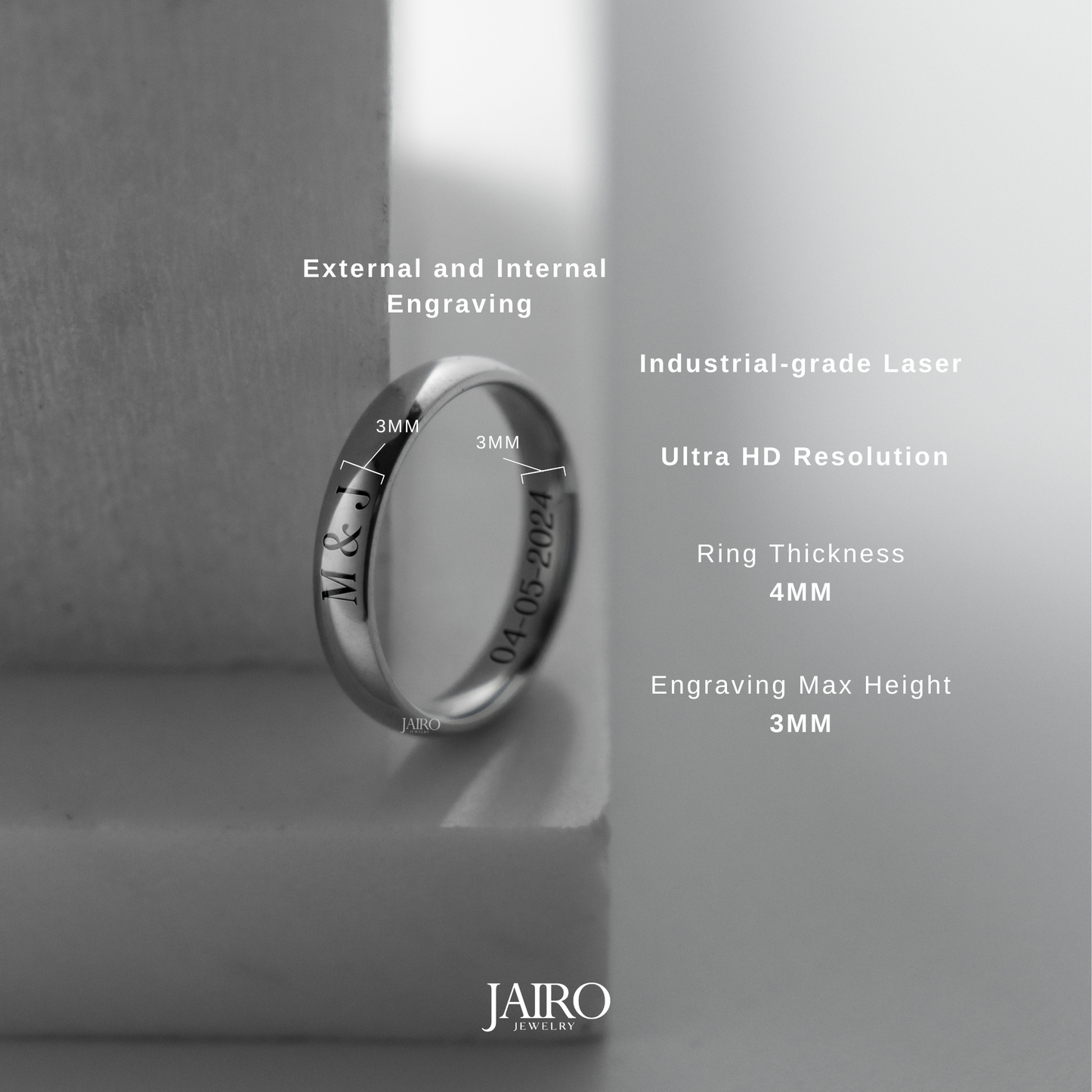 JAIRO Engraved Classic Ring in Silver