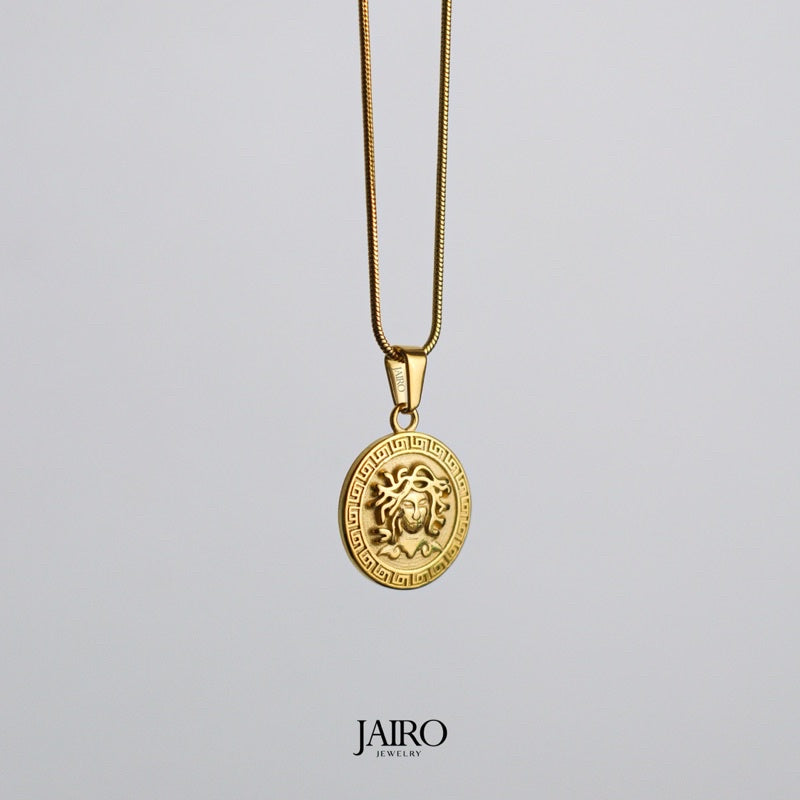 JAIRO Medusa Gypsy Head Necklace in Gold