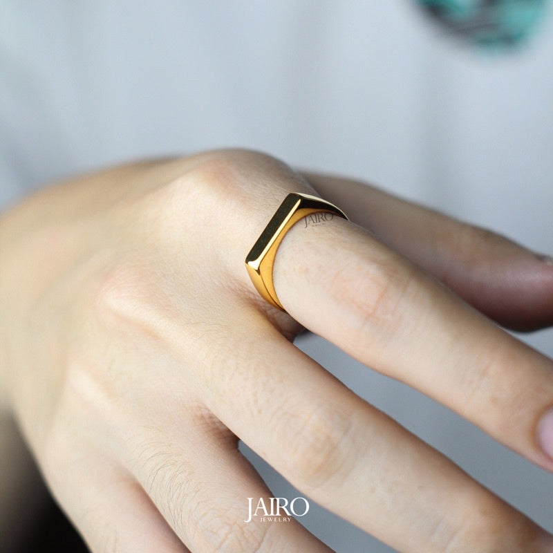 JAIRO Mauro Bar Signet Ring in Gold