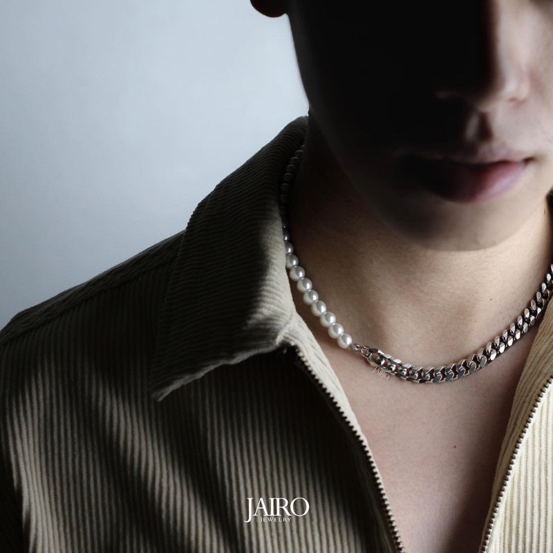 JAIRO Rocco Pearl Link Choker in Silver