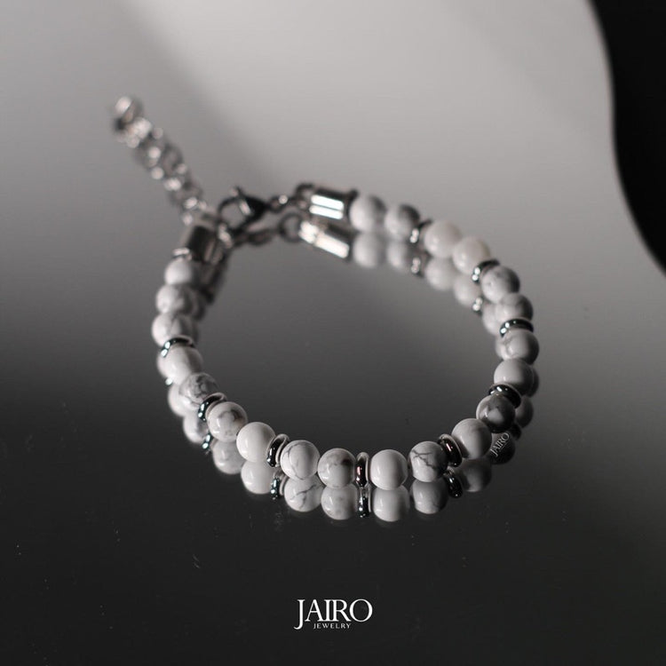JAIRO Enzo White Howlite Bracelet in Silver