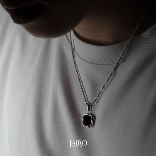 JAIRO Harman Black Amulet Necklace in Silver