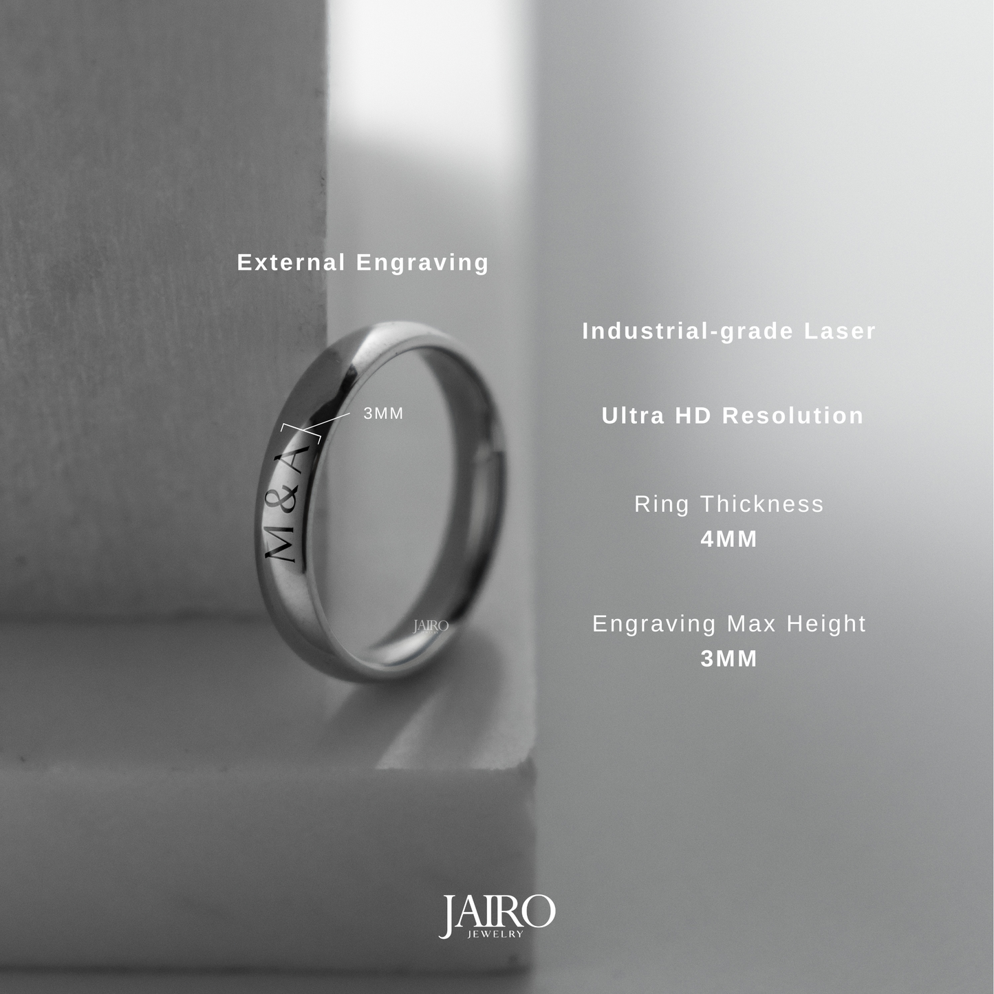 JAIRO Engraved Classic Ring in Silver