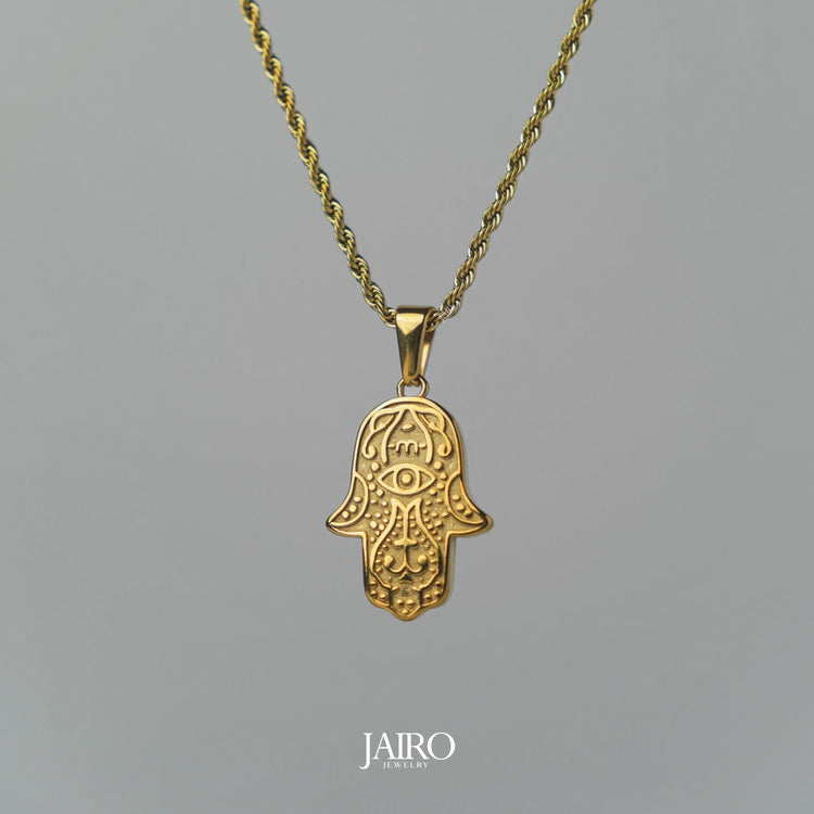 JAIRO Roman Hamsa Hand Necklace in Gold
