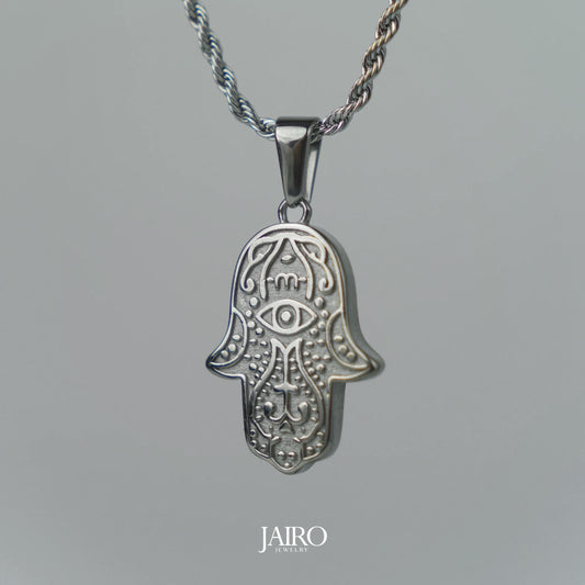JAIRO Roman Hamsa Hand Necklace in Silver