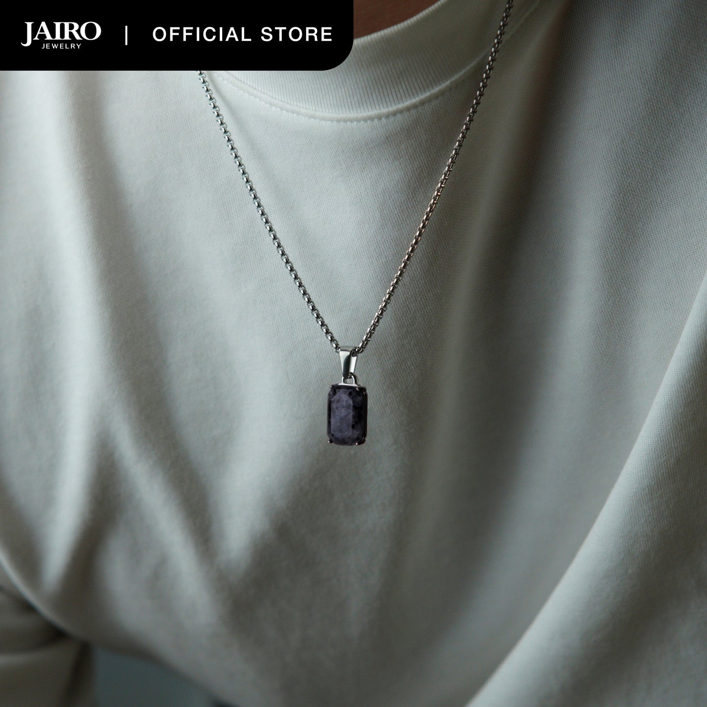 JAIRO Malko Black Labradorite Necklace in Silver
