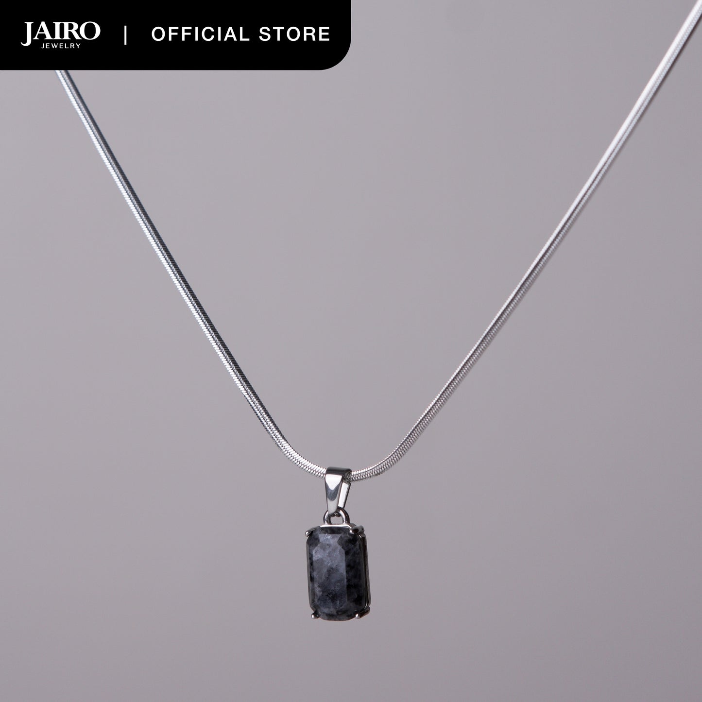 JAIRO Malko Black Labradorite Necklace in Silver