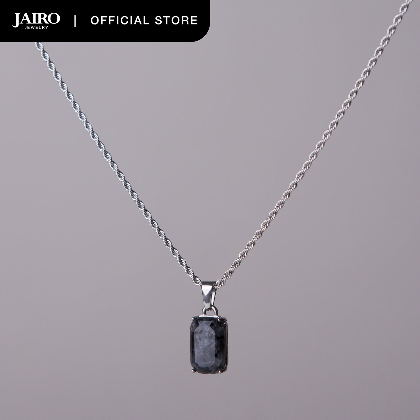 JAIRO Malko Black Labradorite Necklace in Silver