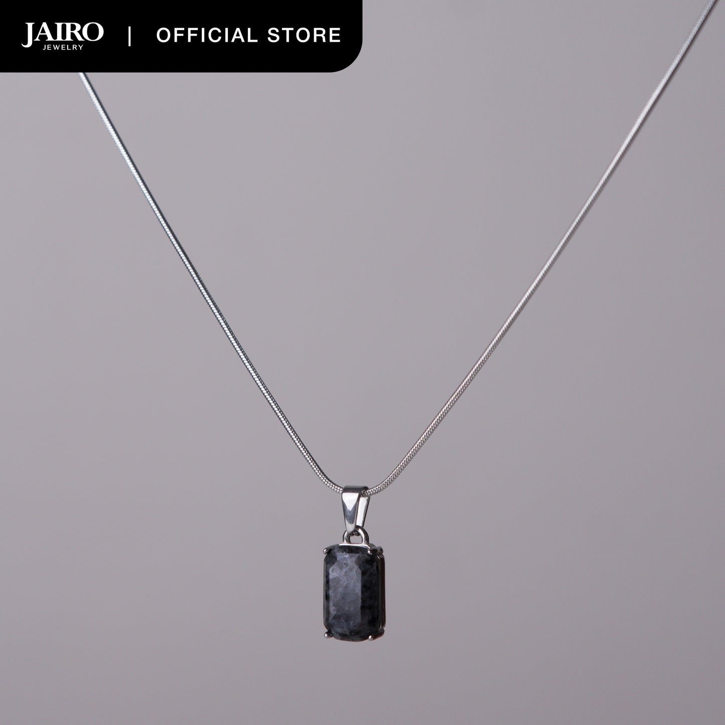 JAIRO Malko Black Labradorite Necklace in Silver