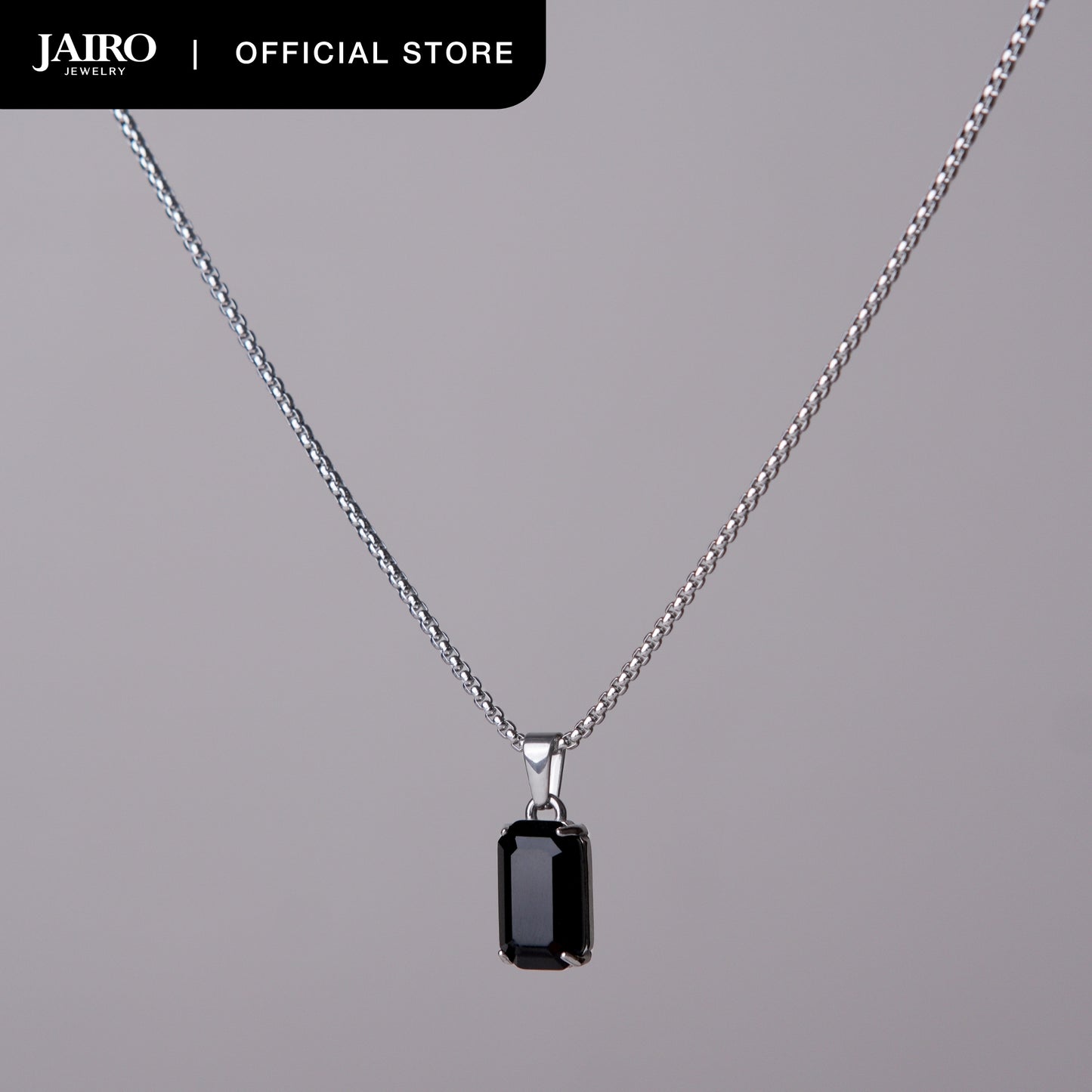 JAIRO Malko Black Onyx Necklace in Silver