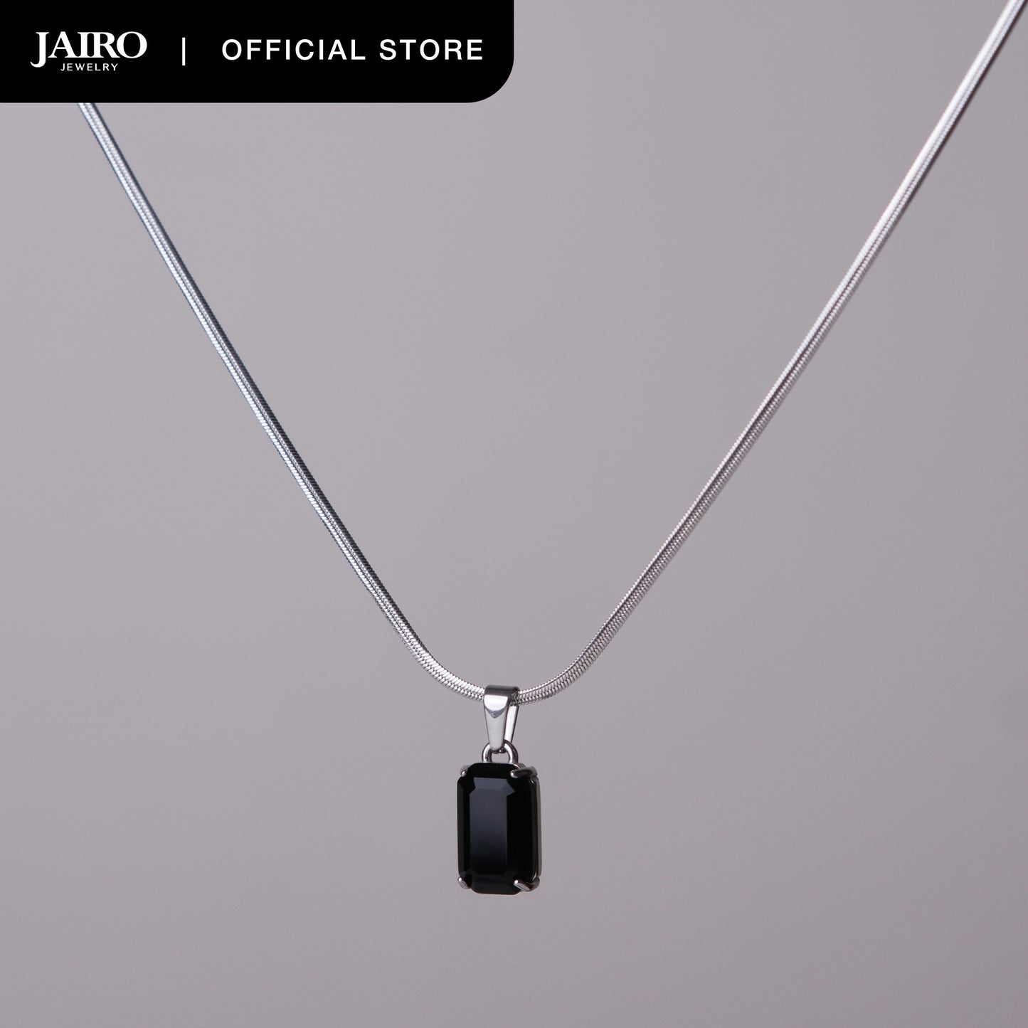 JAIRO Malko Black Onyx Necklace in Silver