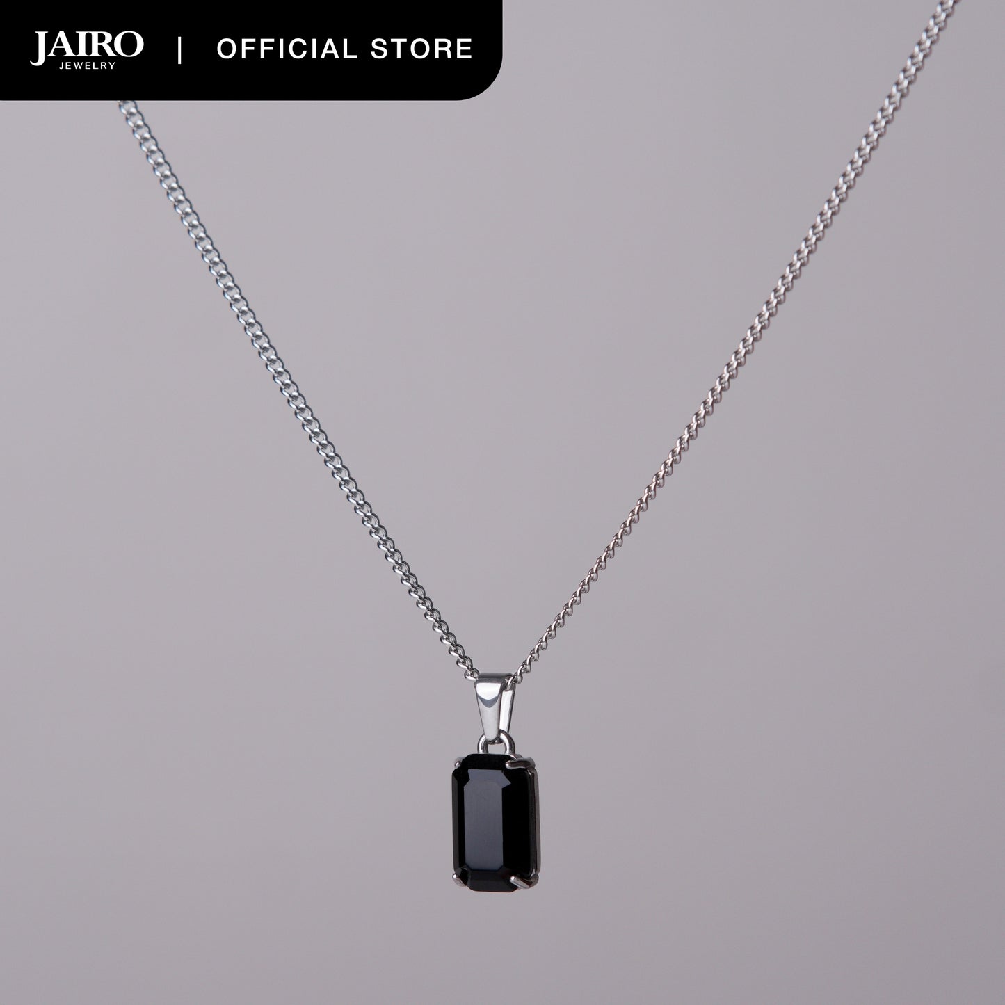 JAIRO Malko Black Onyx Necklace in Silver