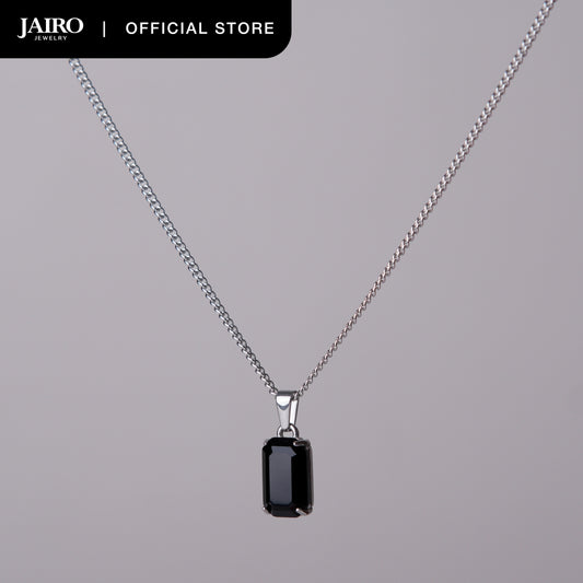 JAIRO Malko Black Onyx Necklace in Silver
