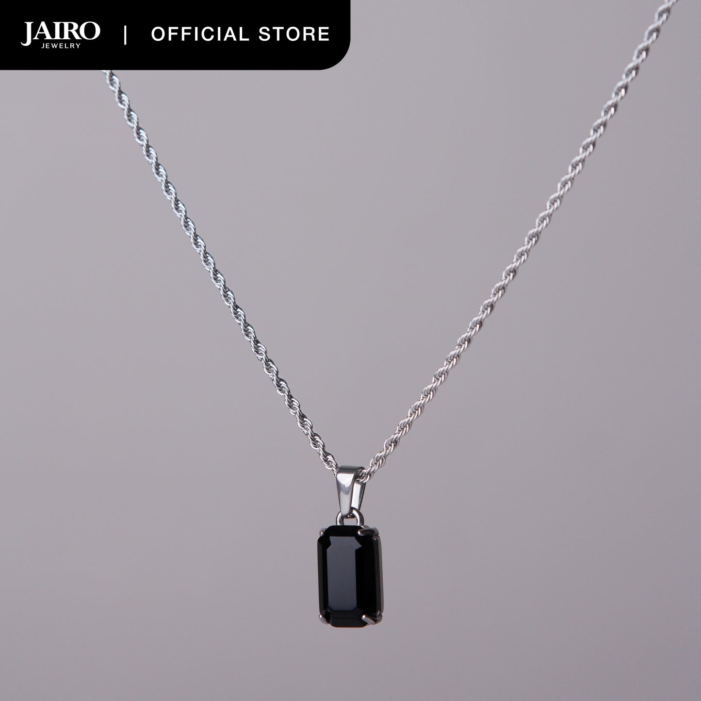 JAIRO Malko Black Onyx Necklace in Silver