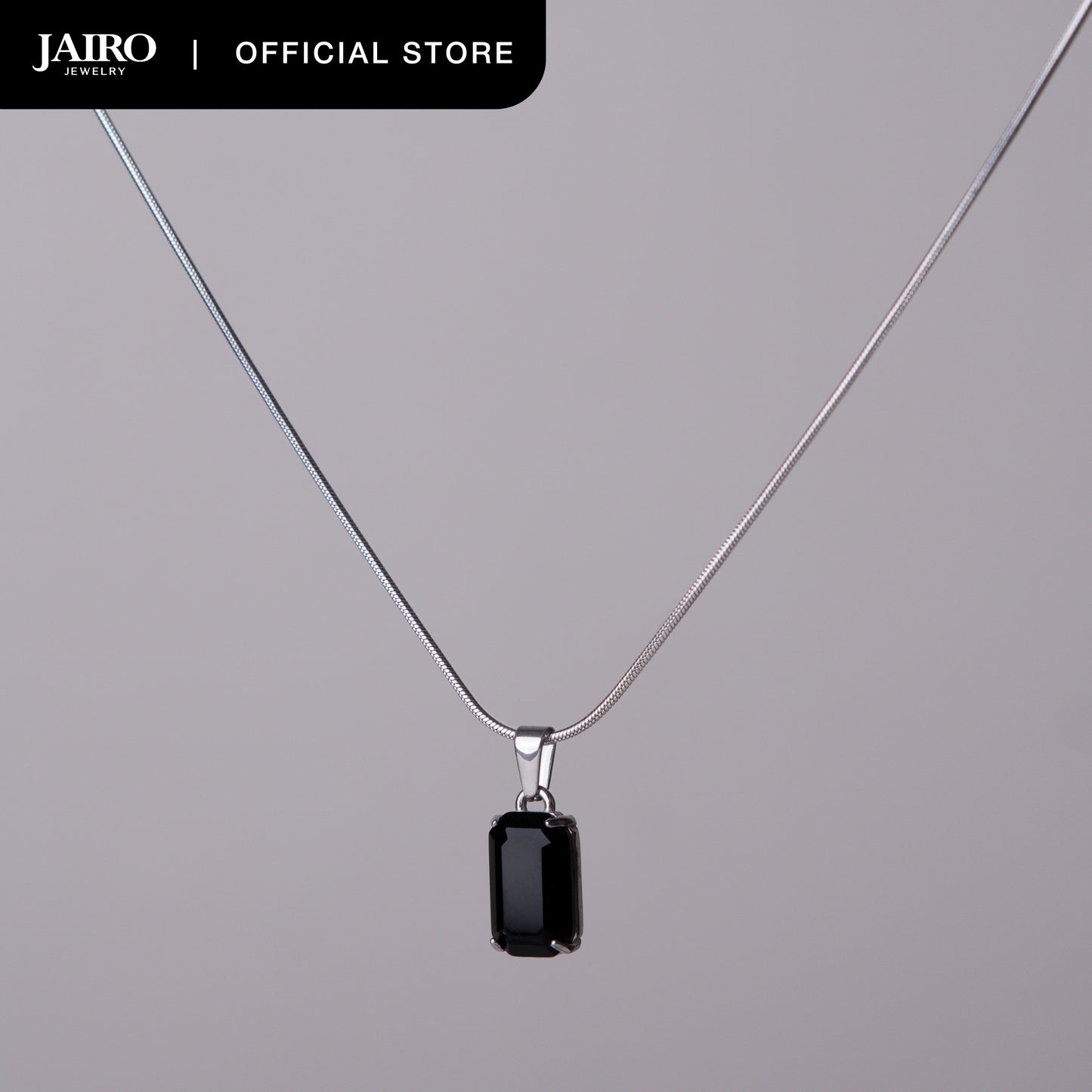 JAIRO Malko Black Onyx Necklace in Silver