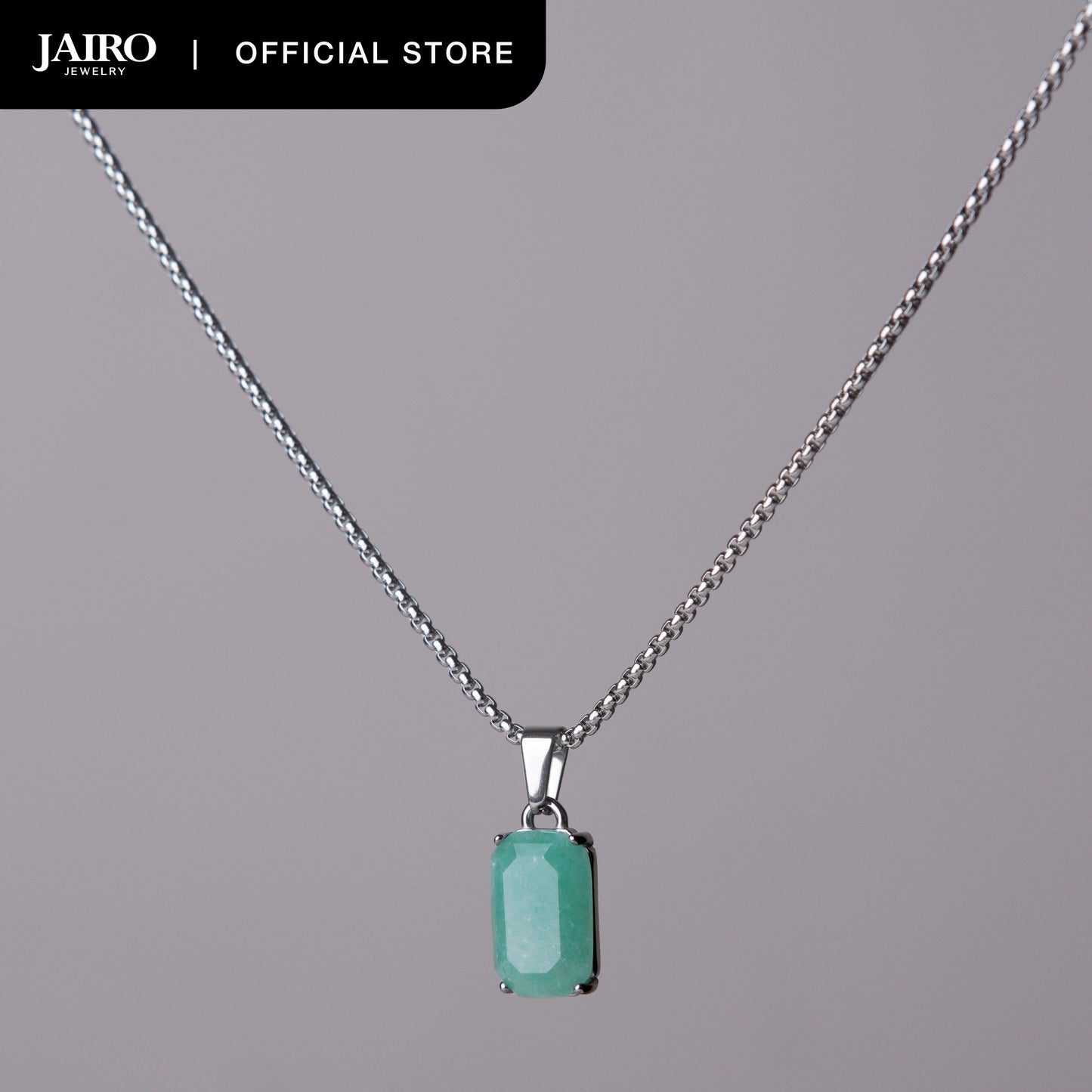 JAIRO Malko Green Aventurine Necklace in Silver