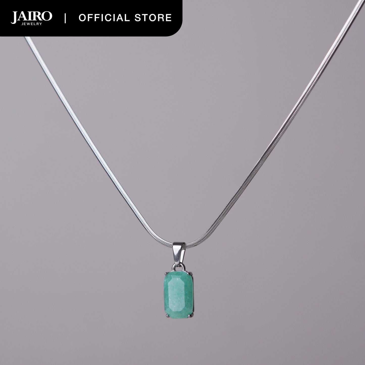 JAIRO Malko Green Aventurine Necklace in Silver