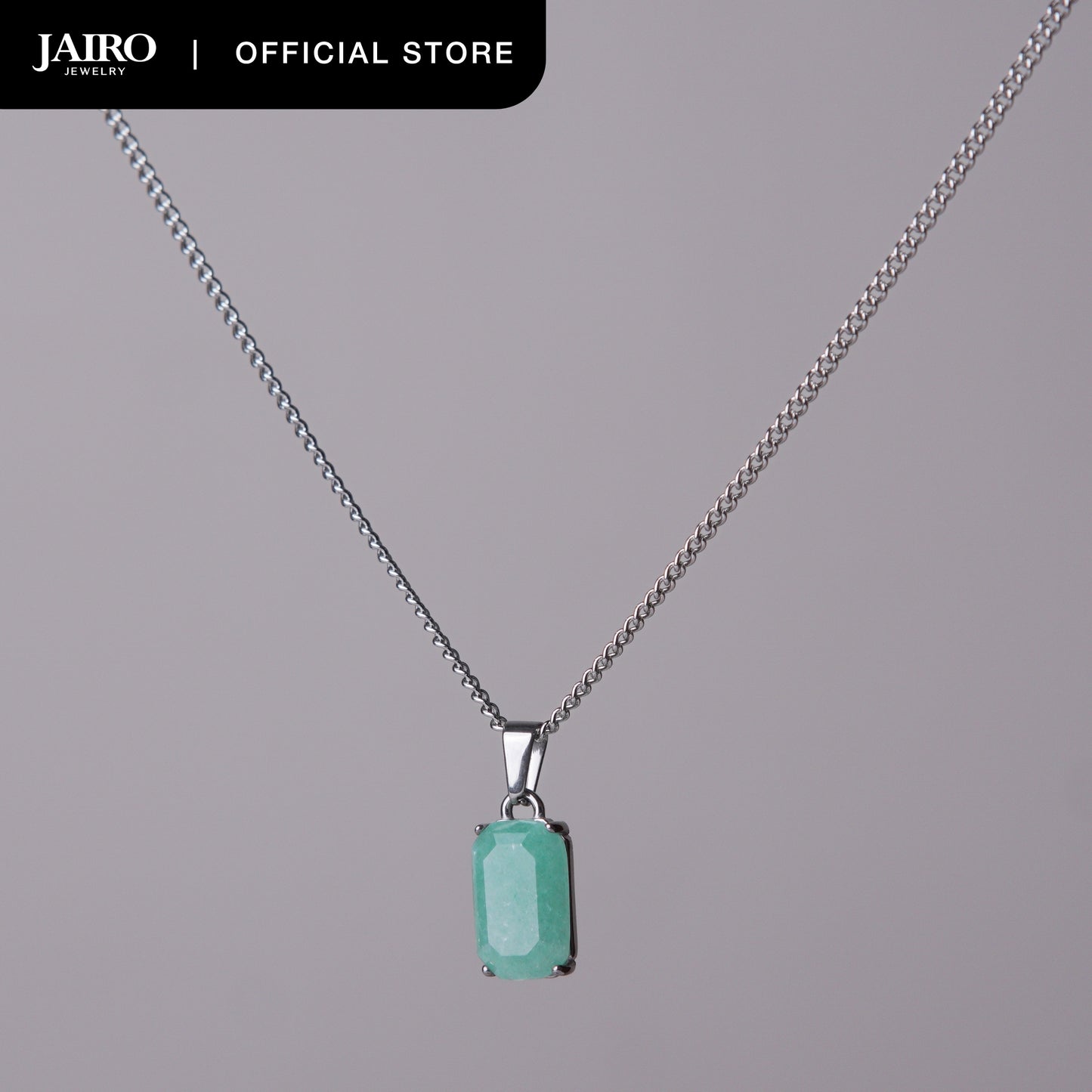 JAIRO Malko Green Aventurine Necklace in Silver