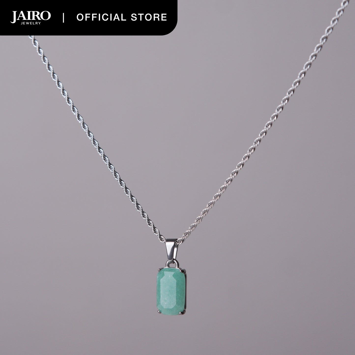 JAIRO Malko Green Aventurine Necklace in Silver