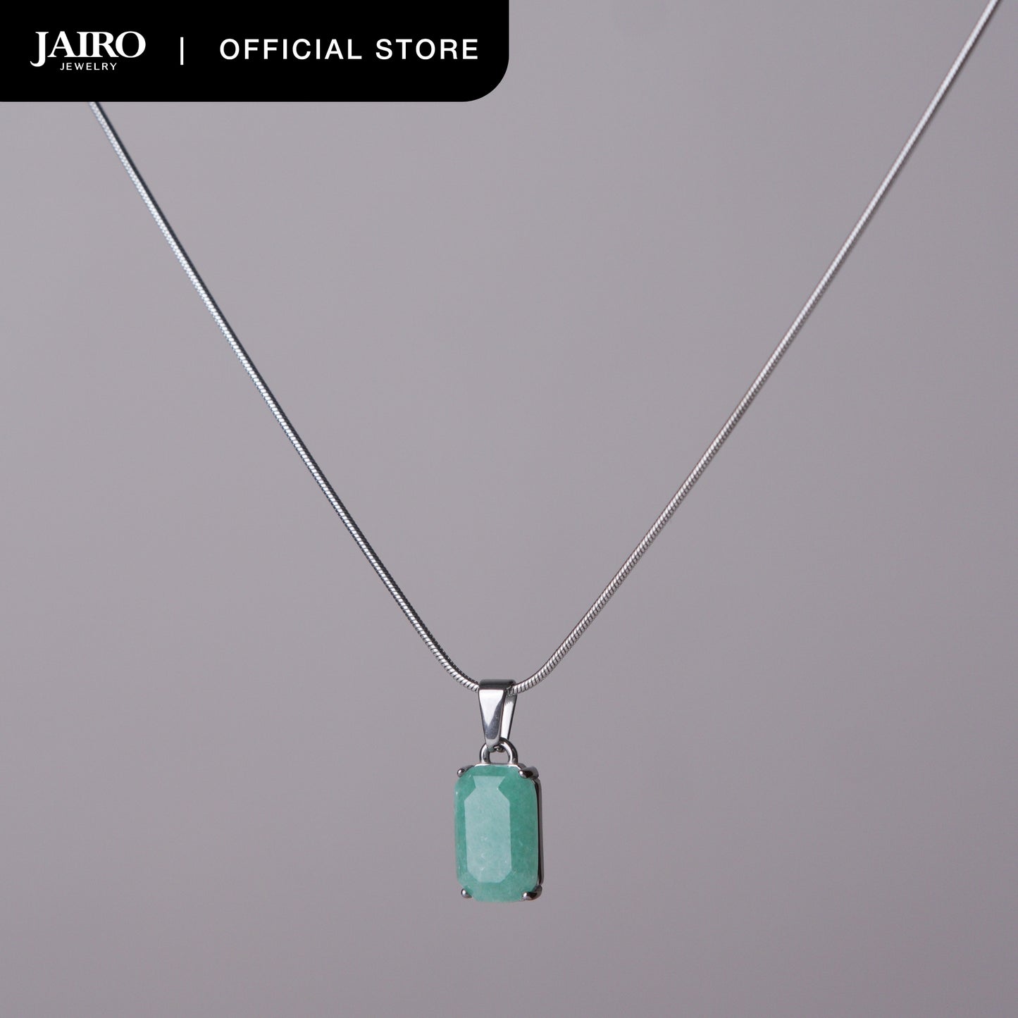 JAIRO Malko Green Aventurine Necklace in Silver