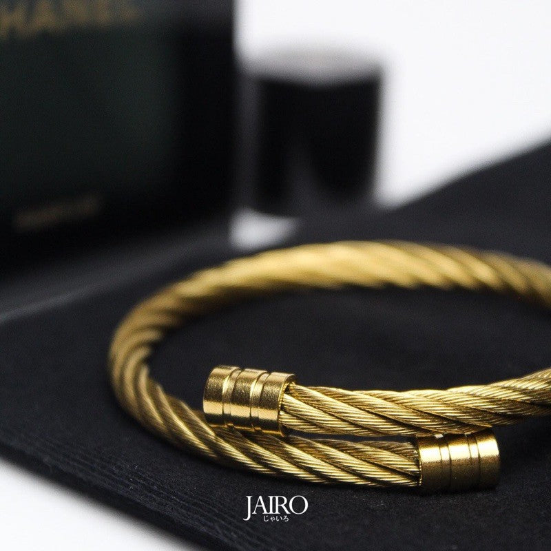 JAIRO Cortez Cable Cuff Bangle in Gold