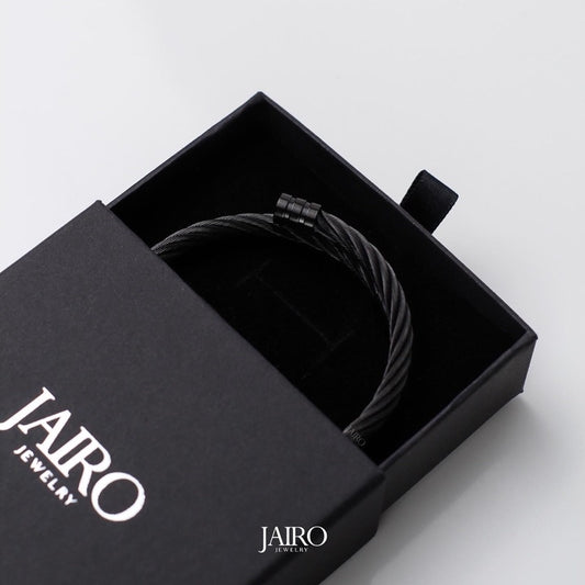 JAIRO Cortez Cable Cuff Bangle in Titanium Black