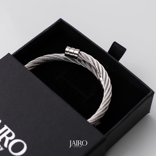 JAIRO Cortez Cable Cuff Bangle in Silver