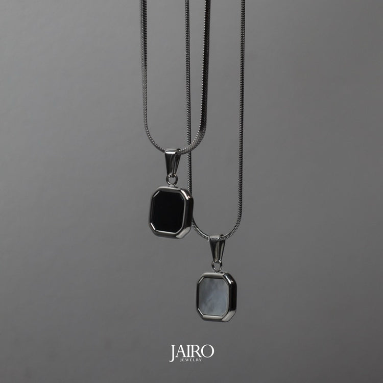 JAIRO Harman Black Amulet Necklace in Silver